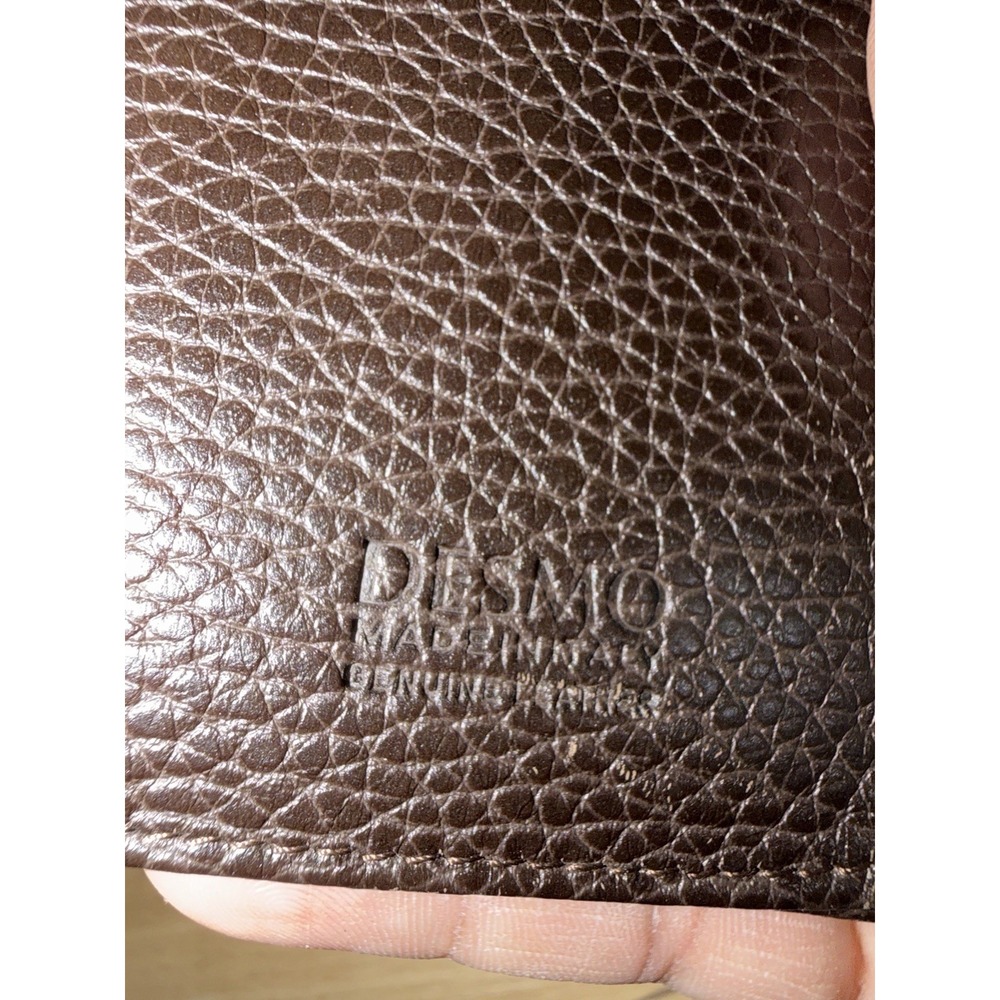 Desmo Brown Leather Slim Billfold Wallet Italy Braided Snap Close T - Picture 5 of 5